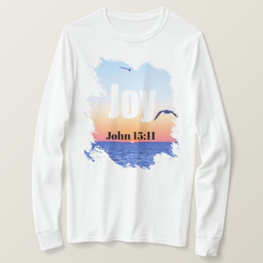 Joy Scripture Glowing Sunset Over Water T-shirt (Design voorkant)
