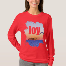 Joy Scripture Glowing Sunset Over Water T-shirt