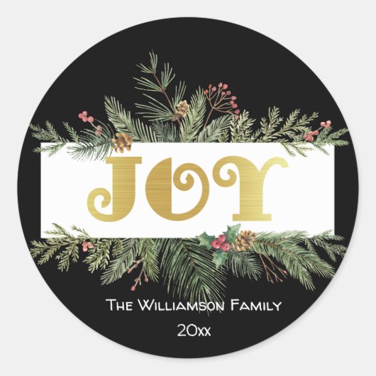 JOY - Shimmering Gold - Gepersonaliseerd Ronde Sticker (Voorkant)