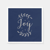 JOY Silver Blue Botanical Leaf Modern Holiday Servet (Voorkant)