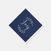 JOY Silver Blue Botanical Leaf Modern Holiday Servet (Hoek)