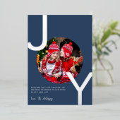 Joy Silver-folie Blauw elegant minimalistisch kers Folie Feestdagenkaart (Staand Voorkant)