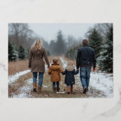 Joy Simple Bow Red Wavy Foto Folie Feestdagenkaart (Achterkant)