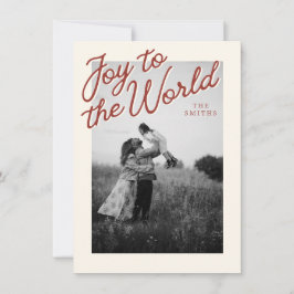 Joy Simple Christian Classic Red Christmas Photo Feestdagenkaart