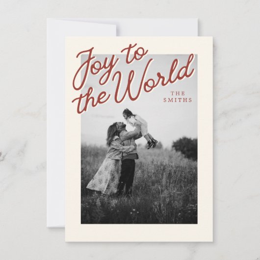 Joy Simple Christian Classic Red Christmas Photo Feestdagenkaart (Voorkant)