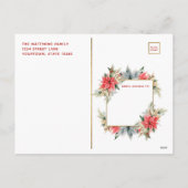 Joy Simple Farmhouse Poinsettia Wreath and Photo Feestdagenkaart (Achterkant)
