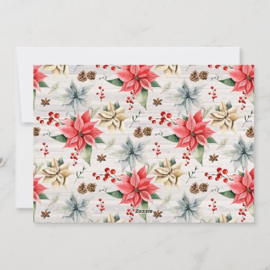 Joy Simple Farmhouse Poinsettia Wreath and Photo Feestdagenkaart (Achterkant)