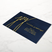 Joy Simple Modern Gold Script Holiday Card Folie Feestdagenkaart (Gedraaid)