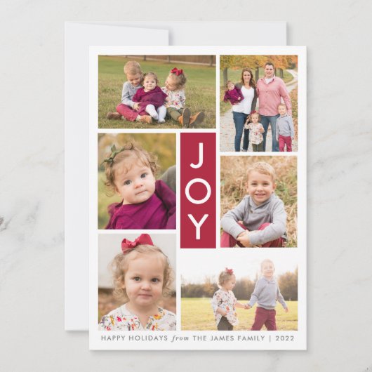 Joy Six Photo Holiday-fotokaart Kaart (Voorkant)