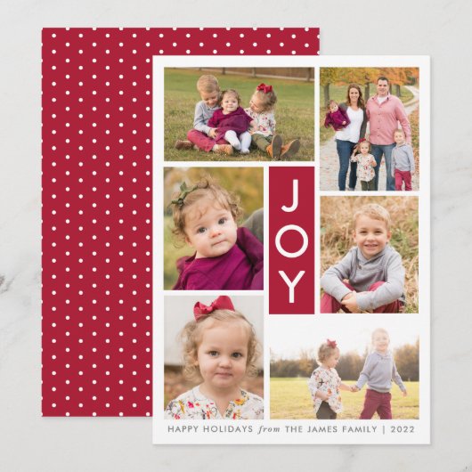 Joy Six Photo Holiday-fotokaart Kaart (Voorkant / Achterkant)