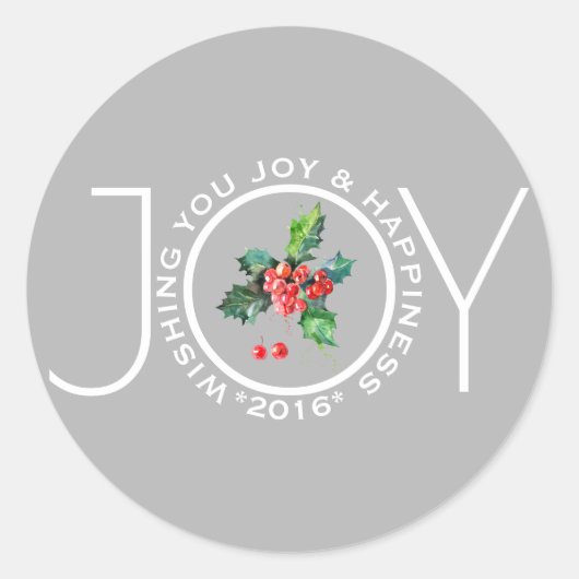 Joy-Sjabloon met mistletoe lichtgrijs Ronde Sticker (Voorkant)