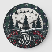 Joy Sleigh Plaid Night Grote Klok (Voorkant)