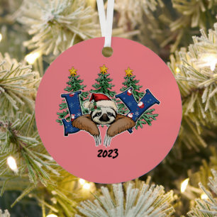 Joy Sloth Christmas Metalen Ornament