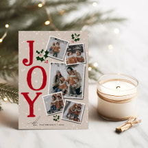 JOY Sneeuw Overlay 5 Foto Collage Kerstmis