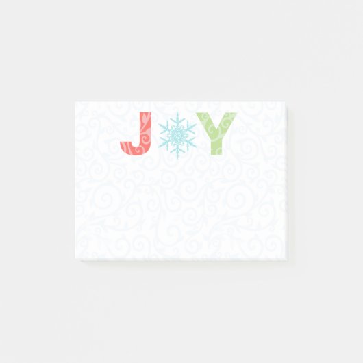 Joy Sneeuwvlok Pastel Red Damask Vakantie 4" x 3" Post-it® Notes (Voorkant)