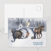 JOY Snow Wood Woodland Animals Vakantie Briefkaart (Voorkant / Achterkant)