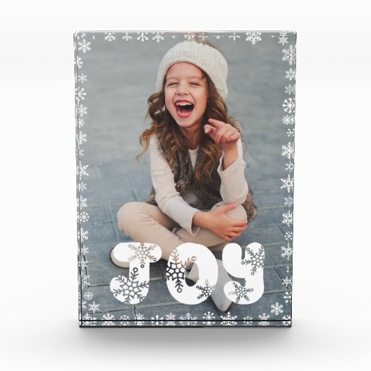 Joy Snowflake Family Kerstfeestay Foto Block (Voorkant)