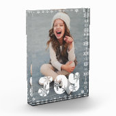 Joy Snowflake Family Kerstfeestay Foto Block (Links)