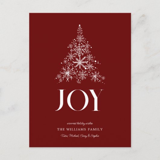 JOY | Snowflake kerstboom Feestdagenkaart (Voorkant)