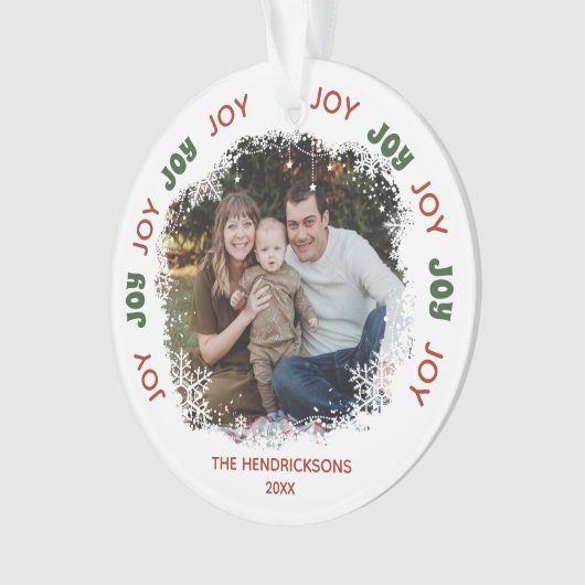 JOY Snowflake Lijst Foto Ornament (voorkant)