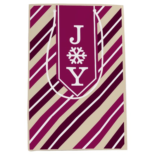 Joy Snowflake Mulberry & Plum Flag Medium Cadeauzakje (Voorkant)