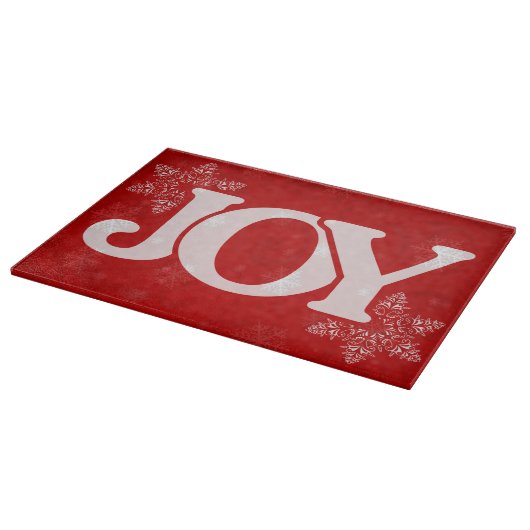 JOY Snowflake Pattern Elegant Red Kerstmis Snijplank (Hoek)