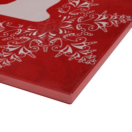 JOY Snowflake Pattern Elegant Red Kerstmis Snijplank (Hoek)