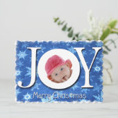 Joy Snowflakes kerstfoto FlatCard Feestdagenkaart (Staand voorkant)