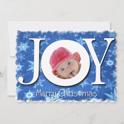 Joy Snowflakes kerstfoto FlatCard Feestdagenkaart (Voorkant)