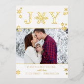 "Joy" Snowflakes kerstfoto Reëel Folie Feestdagenkaart (Voorkant)