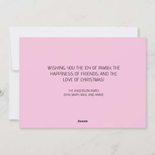 Joy Snowman Roze Wit Kerstmis Feestdagenkaart (Achterkant)