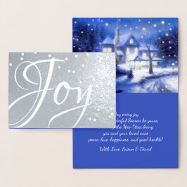 Joy. Snowy Village KerstLuxury Real Folie Kaarten
