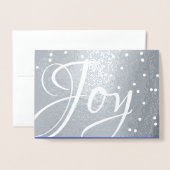 Joy. Snowy Village KerstLuxury Real Folie Kaarten (Voorkant met envelop)