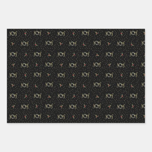 Joy & Sparkle - 3-pack in zwart omslagpapier Sh Inpakpapier Vel (Voorkant)