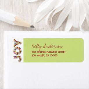 JOY Spring Flowers Girl Baby shower Return Address Etiket