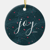 Joy Spruce Foliage met Berries, aangepast kerstfee Keramisch Ornament (Voorkant)