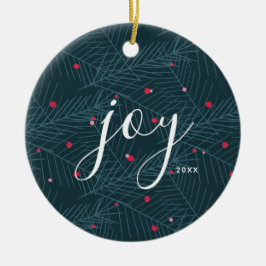 Joy Spruce Foliage met Berries, aangepast kerstfee Keramisch Ornament