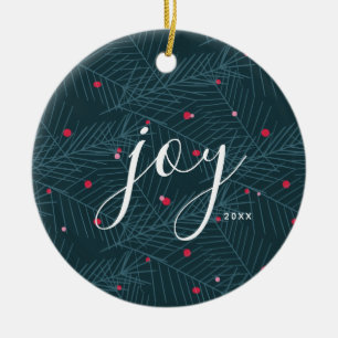 Joy Spruce Foliage met Berries, aangepast kerstfee Keramisch Ornament