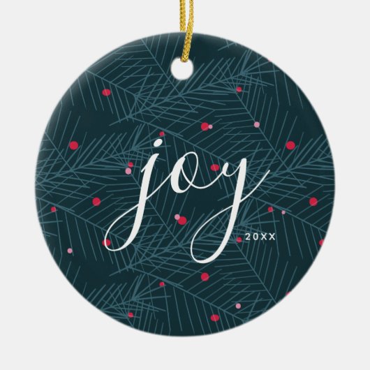 Joy Spruce Foliage met Berries, aangepast kerstfee Keramisch Ornament (Voorkant)