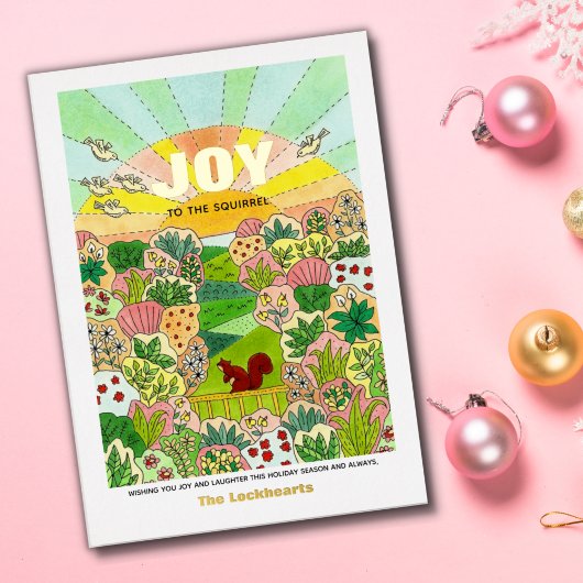 Joy Squirrel Niet-traditioneel Folie Feestdagenkaart