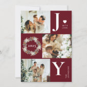Joy Stijlvolle Moderne Fotocollage | Rode kerst Feestdagenkaart (Voorkant)