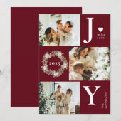 Joy Stijlvolle Moderne Fotocollage | Rode kerst Feestdagenkaart (Voorkant / Achterkant)