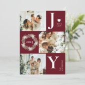 Joy Stijlvolle Moderne Fotocollage | Rode kerst Feestdagenkaart (Staand voorkant)