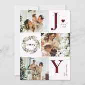 Joy Stijlvolle Moderne Fotocollage | Rode kerst Feestdagenkaart (Voorkant)