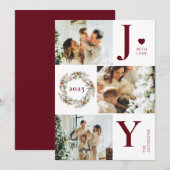 Joy Stijlvolle Moderne Fotocollage | Rode kerst Feestdagenkaart (Voorkant / Achterkant)