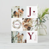 Joy Stijlvolle Moderne Fotocollage | Rode kerst Feestdagenkaart (Staand voorkant)