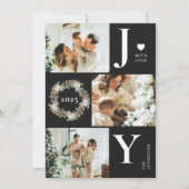 Joy Stijlvolle Moderne Fotocollage | Zwarte kerst Feestdagenkaart (Voorkant)