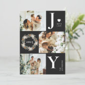 Joy Stijlvolle Moderne Fotocollage | Zwarte kerst Feestdagenkaart (Staand voorkant)