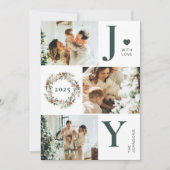 Joy Stylish 3 Foto Collage | Donkergroen Kerstmis Feestdagenkaart (Voorkant)