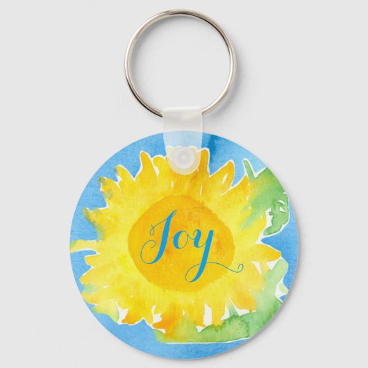Joy Sunflower Waterverf Painting Sleutelhanger (Voorkant)